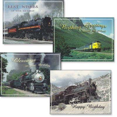 Birthday Cards - Trains - Set of 4